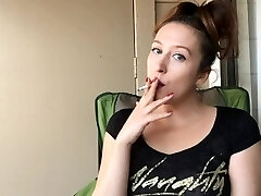 Sexy Naughty Goddess T Smoking Outside in Hot Tight Tiny Black T-Tee-shirt