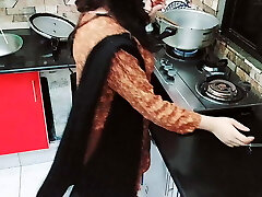 Desi Housewife Torn Up Toughly In Kitchen While She Is Cooking With Hindi Audio