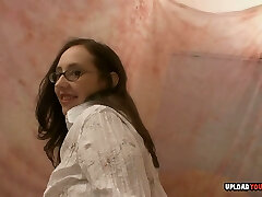 Nerdy mature babe pleasures and old stud