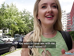 Public Agent Hot young blonde wants strangers gigantic pecker for content creation