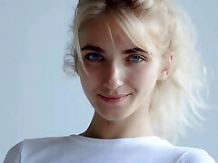 Skinny Blonde Teenie Unwraps Naked Solo