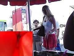 Золотисто-Рыжая в горошек юбка сексуальный вид