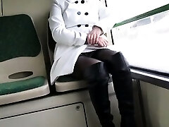 Best Mom Flashing on Bus Boots Stocking. See pt2 at goddess