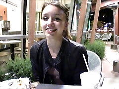 Pretty chick in a wicked slutty dress displaying in public