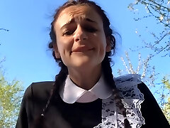 Schoolgirl Gets Porked In The Bushes