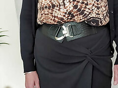 Going to work in a blouse, skirt ,stockings and heels. Ready for my younger boss to inspect my mature boobies, ass and bald vulva. Going to work in a blouse, skirt ,stockings and heels. Ready for my younger boss to inspect my mature boobies, ass and bald vulva.