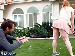 cute redhead teen gets fucked in step-dilf after golf