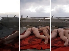 Strangers caught us jerking on nudist beach in Maspalomas Dunes Canary with cum shot Part 2 - MissCreamy