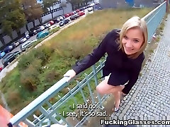 Ash-blonde cutie tricked into outdoor sex