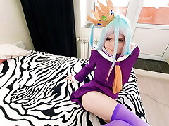 Lil Shiro lost the game to her stepbrother Sora and gave herself to him, fulfilling his every fad