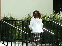 Chocolate babe gets hardcore Three-way with two white dicks