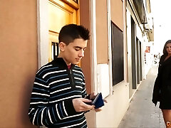 Sassy brunette woman brings home this dude and fellates his dick