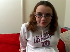 Hard working teen gets glasses jizzed