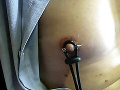 estim knocker nipple and cock precum POV electrostim