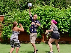 Hardcore MMF threesome with Rebecca More dressed in lingerie