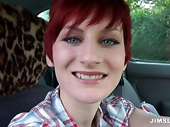 Redheaded cowgirls blows an senior man an gets fucked by him