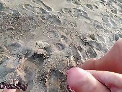 Manmeat show - A girl caught me jerking off in public beach and help me cum 2 - MissCreamy