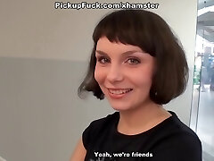 Charming lady does blowjob in the toilet