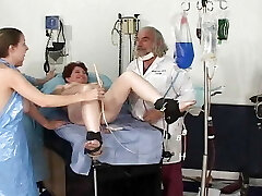 Four sexy ladies getting pleased in the doctors room