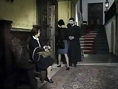 Italian vintage scene with a busty babe getting facial cumshot