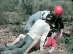 Slutty retro honey fucked hard in public on her pussy
