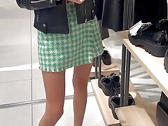 my fabulous 18 year old wife gives me a blowjob in the mall locker room, public