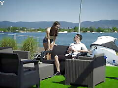 Flirtatious gold digger neck strangle xxx Reece screwing hard with Raul Costa