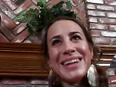Tatted brunette Mona Love excitedly auditions to show off her milf blowjob skills on camera