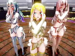 Lynn x Miku x Luka - Sexy Dance Gradual Undressing 3D HENTAI