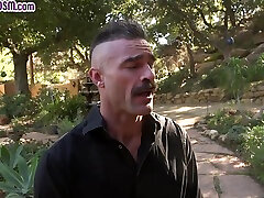 Ballgagged BDSM busty MILF fucked and jizzed by dom lover