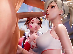 Dva takes over the experience of sucking dick from a skillful Mercy