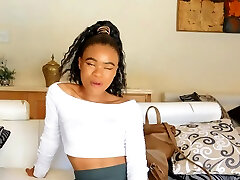 Cute Black rouge latina Babe Convincing White Boss