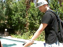 Catching the Brunette Rubbing Her Ebony Clit Leads to His Big White sex albana Pounding Her