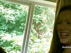 Wild girlfriend with her partner a male friend