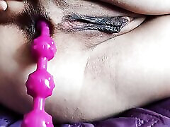 Ass masturbation with anal balls