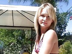 Big dick guy drills a perk breasted slut in her tight snatch doggystyle outdoors