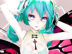 Miku Hentai Dance Undress Creampie mum seducr 3D Butterfly Shake It tach brother 3D Emerald Hair Color Edit Smixix