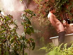 Horny brunette enjoys wild sex outdoors