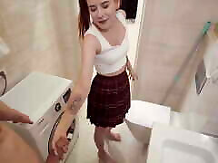 Seducing her handsome stepbrother while her parents are out of the house