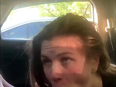 Almost pubic blowjob in a parking lot