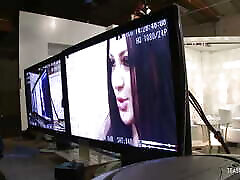 Just before her first TV appearance lusty brunette gets banged by the horny show host