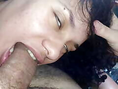 bitch licking and sucking dick in a wet and deep blowjob