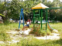 Love watching cumshot lingerie teen while she is at the park.