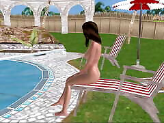 un cartone animato 3d video sister cauth me di una bella ragazza che prende la doccia