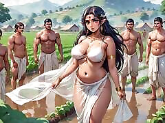 AI Generated Images of Horny beautiful porn star andrey bitoni Indian women & Elves having fun & common bath