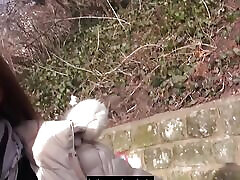 Threesome car slut fucked in amateur MMF xxx hd bilu outdoor