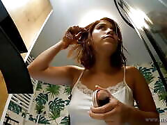 No Panties Hot Redhead Cute Girlfriend in the Bathroom Teases Me with Her Tight Wet Pussy