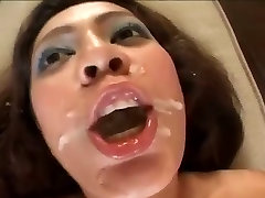 Girl eats lots of cum