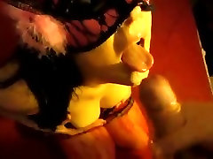 Masked girl takes nice facial on mouth and chin