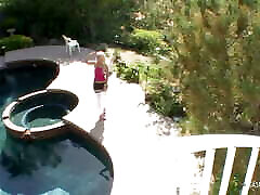 In order to get satisfied the blonde had to interrupt his gaming session by stripping